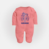 Aries Ram Zodiac Symbol PrintedFullbody Suit - PEACH - New Born (Chest 7.5")