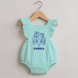 Aries Ram Zodiac Symbol Printed Romper Frock - MINT GREEN - 0 - 3 Months Old (Chest 19")