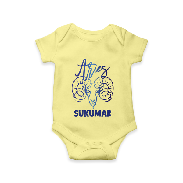 Aries Star Sign Constellation Romper - PASTEL YELLOW - New Born (Chest 14")