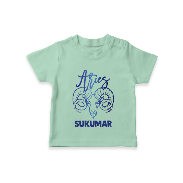 Aries Ram Zodiac Symbol Printed T shirt  - MINT GREEN - 0-5 Months Old (Chest 17")