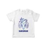 Aries Ram Zodiac Symbol Printed T shirt  - WHITE - 0-5 Months Old (Chest 17")