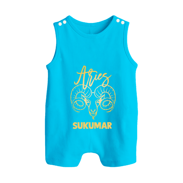 Aries Ram Zodiac Symbol Printed Button Romper