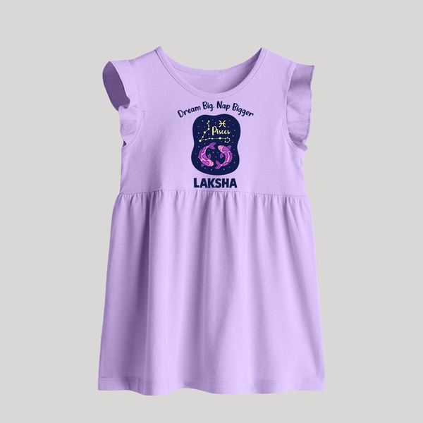 Aries Constellation Charm Printed  Baby Frock - LILAC - 0 - 3 Months Old (Chest 17")