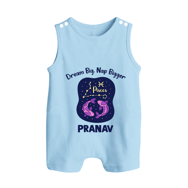 Aries Constellation Charm Printed Baby Button Romper - BABY BLUE - New Born (Chest 18")