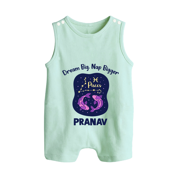 Aries Constellation Charm Printed Baby Button Romper - MINT GREEN - New Born (Chest 18")