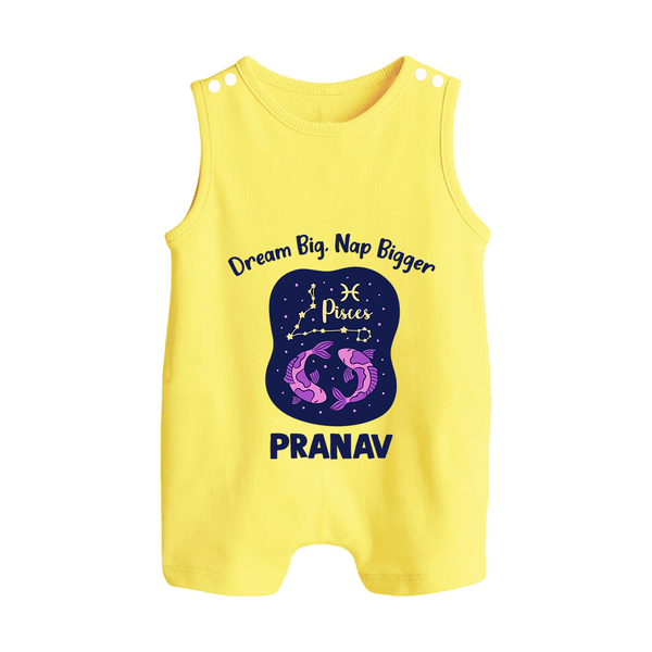 Aries Constellation Charm Printed Baby Button Romper - PASTEL YELLOW - New Born (Chest 18")