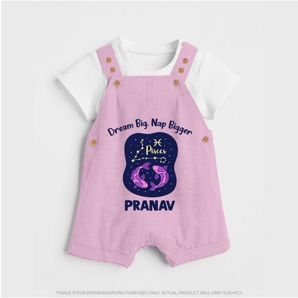 Aries Constellation Charm Printed Baby Dungaree - BABY PINK - 0 - 5 Months Old (Chest 18")