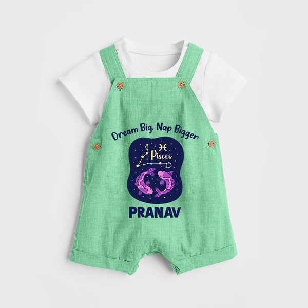 Aries Constellation Charm Printed Baby Dungaree - GREEN - 0 - 5 Months Old (Chest 18")