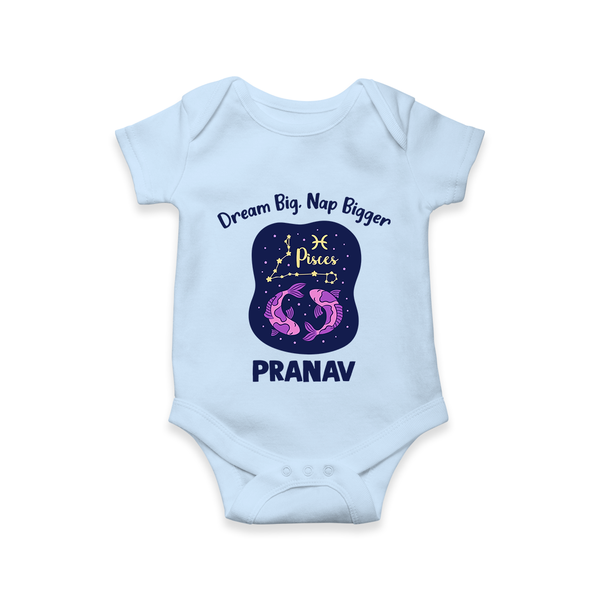 Aries Constellation Charm Printed Baby Romper - BABY BLUE - New Born (Chest 14")