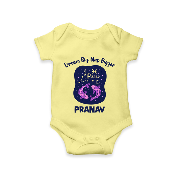 Aries Constellation Charm Printed Baby Romper - PASTEL YELLOW - New Born (Chest 14")