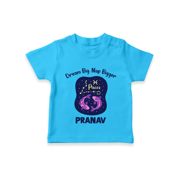Aries Constellation Charm Printed Baby T shirt  - SKY BLUE - 0-5 Months Old (Chest 17")