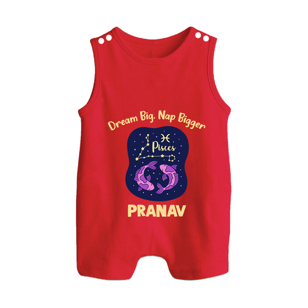 Aries Constellation Charm Printed Baby Button Romper - RED - New Born (Chest 18")