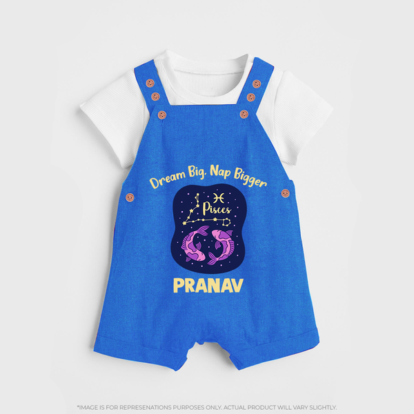 Aries Constellation Charm Printed Baby Dungaree - COBALT BLUE - 0 - 5 Months Old (Chest 18")