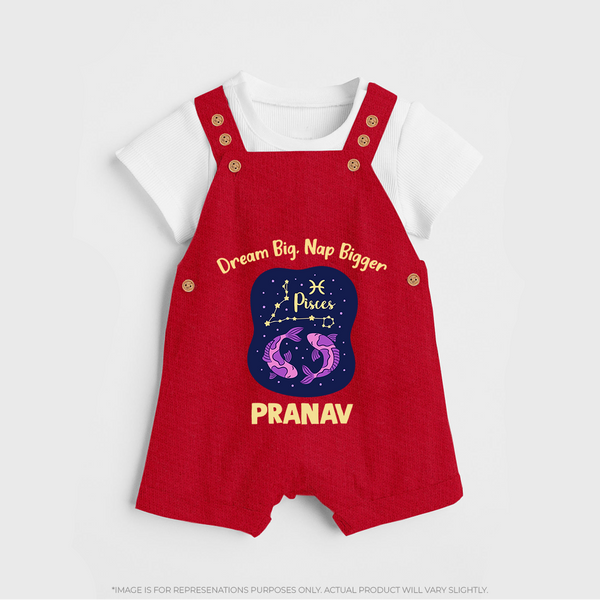 Aries Constellation Charm Printed Baby Dungaree - RED - 0 - 5 Months Old (Chest 18")
