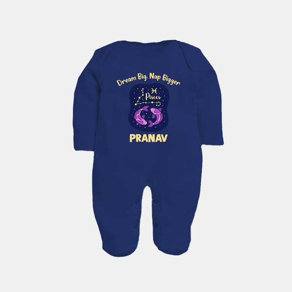 Aries Constellation Charm Printed BabyFullbody Suit - NAVY BLUE - New Born (Chest 7.5")
