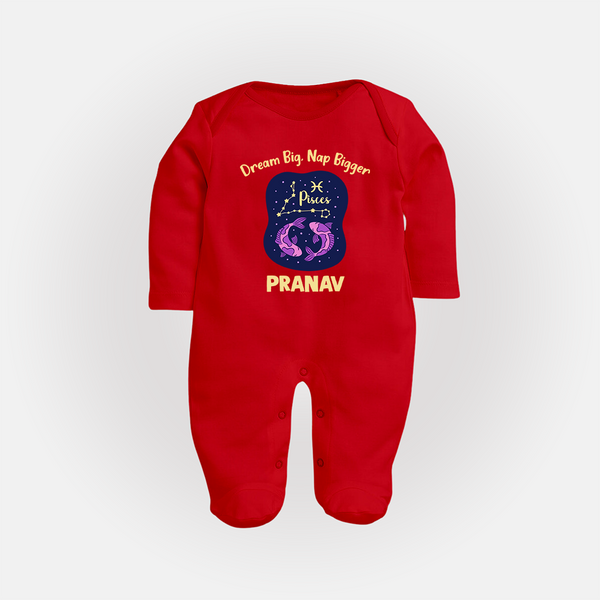Aries Constellation Charm Printed BabyFullbody Suit - RED - New Born (Chest 7.5")