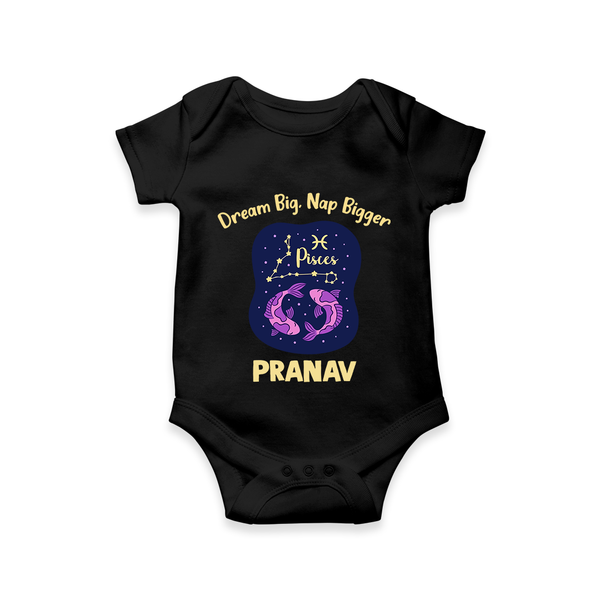 Aries Constellation Charm Printed Baby Romper - BLACK - New Born (Chest 14")