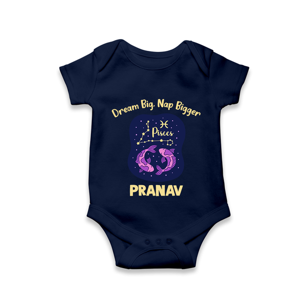 Aries Constellation Charm Printed Baby Romper - NAVY BLUE - New Born (Chest 14")