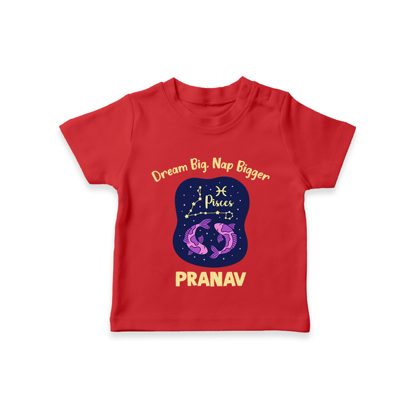 Aries Constellation Charm Printed Baby T shirt  - RED - 0-5 Months Old (Chest 17")