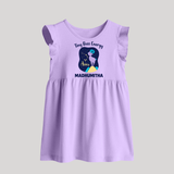 Taurus Little Bull Zodiac Printed  Baby Frock - LILAC - 0 - 3 Months Old (Chest 17")