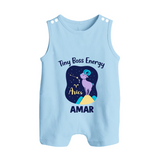Taurus Little Bull Zodiac Printed Baby Button Romper - BABY BLUE - New Born (Chest 18")