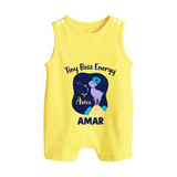 Taurus Little Bull Zodiac Printed Baby Button Romper - PASTEL YELLOW - New Born (Chest 18")