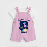 Taurus Little Bull Zodiac Printed Baby Dungaree - BABY PINK - 0 - 5 Months Old (Chest 18")