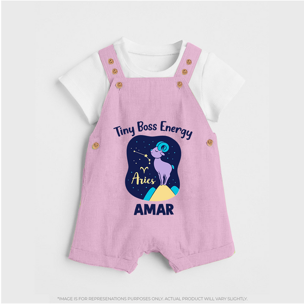 Taurus Little Bull Zodiac Printed Baby Dungaree - BABY PINK - 0 - 5 Months Old (Chest 18")