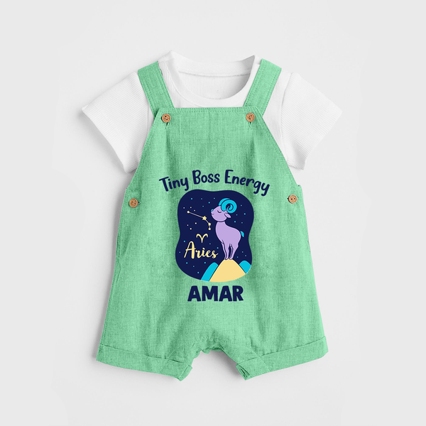 Taurus Little Bull Zodiac Printed Baby Dungaree - GREEN - 0 - 5 Months Old (Chest 18")