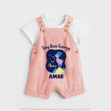 Taurus Little Bull Zodiac Printed Baby Dungaree - PEACH - 0 - 5 Months Old (Chest 18")