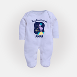 Taurus Little Bull Zodiac Printed BabyFullbody Suit - BABY BLUE - New Born (Chest 7.5")