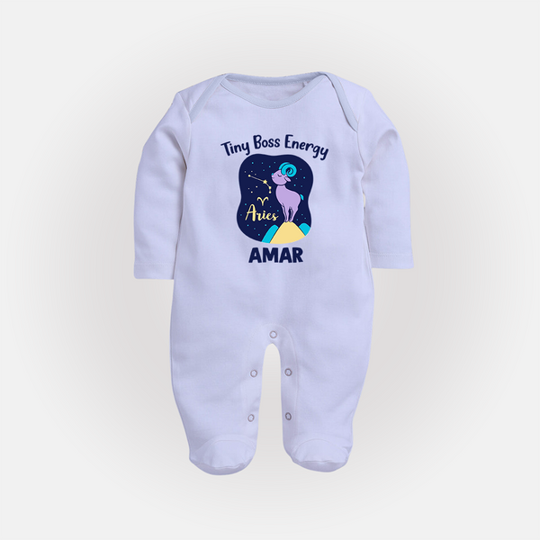 Taurus Little Bull Zodiac Printed BabyFullbody Suit - BABY BLUE - New Born (Chest 7.5")