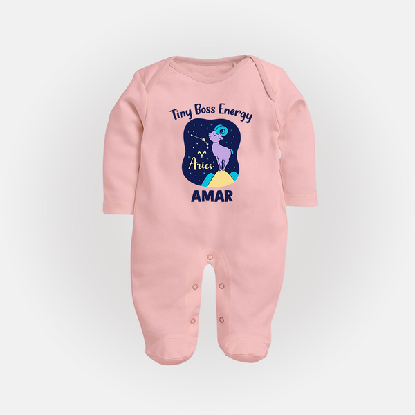 Taurus Little Bull Zodiac Printed BabyFullbody Suit - BABY PINK - New Born (Chest 7.5")