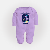 Taurus Little Bull Zodiac Printed BabyFullbody Suit - LILAC - New Born (Chest 7.5")