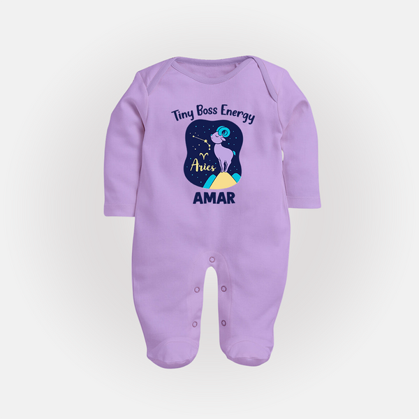 Taurus Little Bull Zodiac Printed BabyFullbody Suit - LILAC - New Born (Chest 7.5")