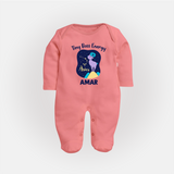 Taurus Little Bull Zodiac Printed BabyFullbody Suit - PEACH - New Born (Chest 7.5")