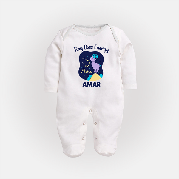 Taurus Little Bull Zodiac Printed BabyFullbody Suit - WHITE - New Born (Chest 7.5")
