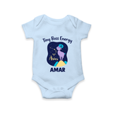 Taurus Little Bull Zodiac Printed Baby Romper - BABY BLUE - New Born (Chest 14")