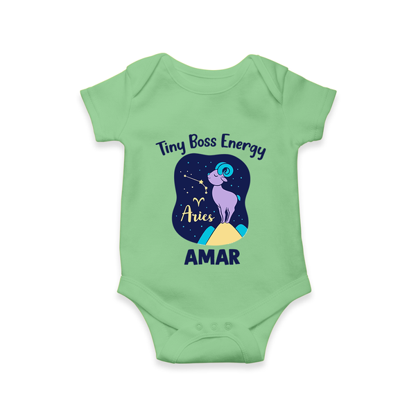 Taurus Little Bull Zodiac Printed Baby Romper - GREEN - New Born (Chest 14")