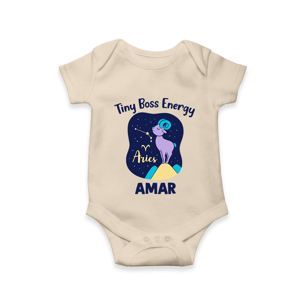 Taurus Little Bull Zodiac Printed Baby Romper - IVORY - New Born (Chest 14")