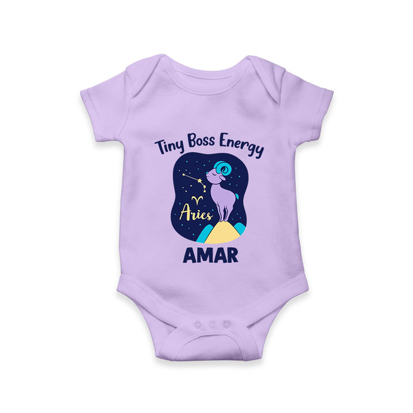 Taurus Little Bull Zodiac Printed Baby Romper - LILAC - New Born (Chest 14")