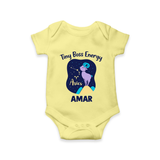 Taurus Little Bull Zodiac Printed Baby Romper - PASTEL YELLOW - New Born (Chest 14")