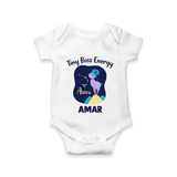 Taurus Little Bull Zodiac Printed Baby Romper - WHITE - New Born (Chest 14")