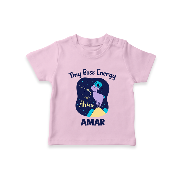 Taurus Little Bull Zodiac Printed Baby T shirt  - BABY PINK - 0-5 Months Old (Chest 17")