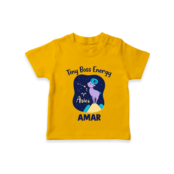 Taurus Little Bull Zodiac Printed Baby T shirt  - CHROME YELLOW - 0-5 Months Old (Chest 17")
