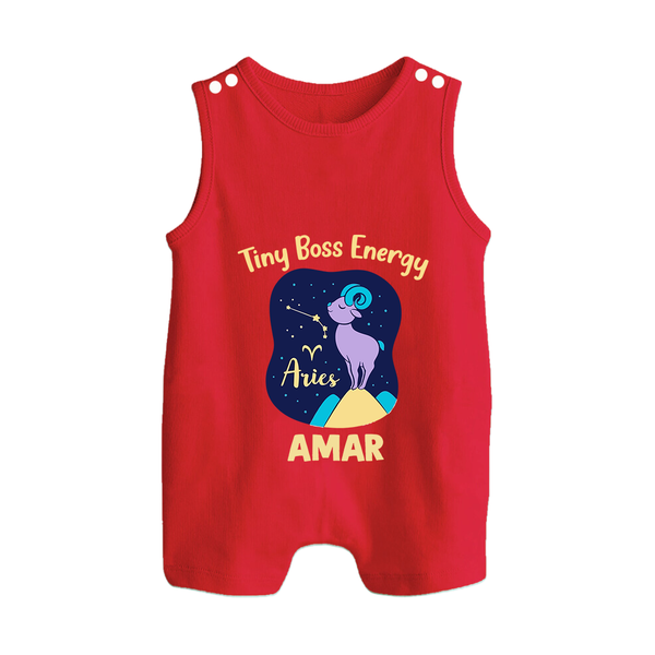 Taurus Little Bull Zodiac Printed Baby Button Romper - RED - New Born (Chest 18")