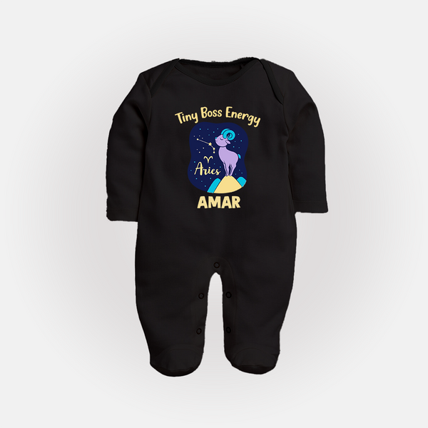 Taurus Little Bull Zodiac Printed BabyFullbody Suit - BLACK - New Born (Chest 7.5")
