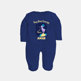 Taurus Little Bull Zodiac Printed BabyFullbody Suit - NAVY BLUE - New Born (Chest 7.5")