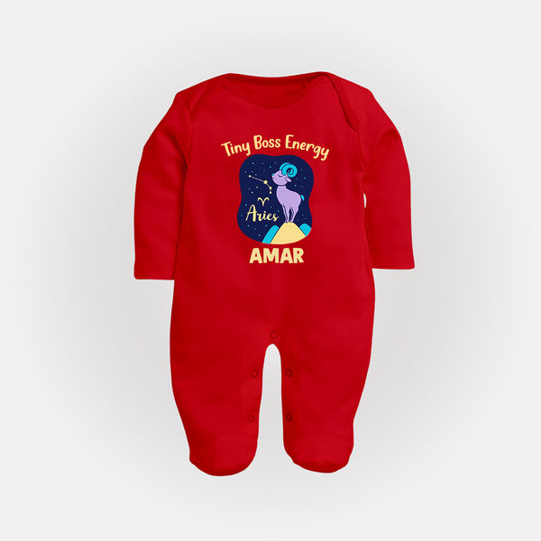 Taurus Little Bull Zodiac Printed BabyFullbody Suit - RED - New Born (Chest 7.5")