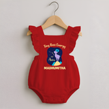 Taurus Little Bull Zodiac Printed Baby Romper Frock - RED - 0 - 3 Months Old (Chest 19")